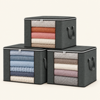 Pack de 3 organizadores de ropa de tela gris con visor