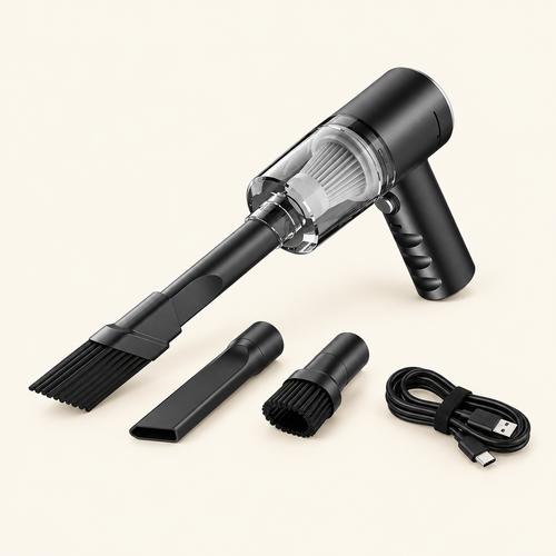 Aspiradora de mano inalámbrica con 3 boquillas y cable USB-C
