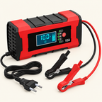 Cargador de batería de auto 12V con pantalla y pinzas